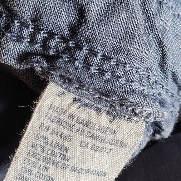 Vtg American Eagle Blue Linen Blend Pants Sz 2 Mid Rise Straight Flap Pocket Y2k - Picture 5 of 10